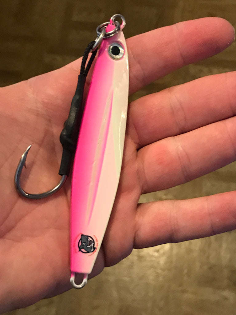 Big Candy 6 oz pink complete glow jig – Big Nic Fishing Big Candy 6 oz pink complete glow jig – Big Nic Fishing